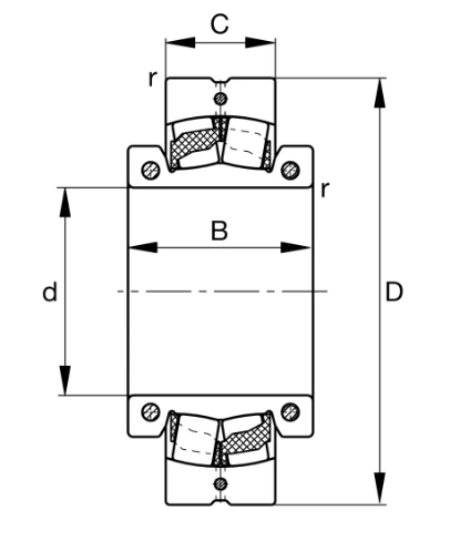 222SM125-TVPA Spherical Roller Bearing drawing 222SM125-TVPA Spherical Roller Bearing drawing